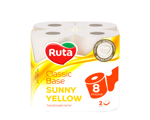 Toilet paper two-ply Ruta Classic Yellow two-ply 8 rolls