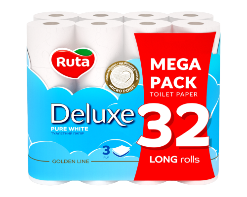 Toilet paper Ruta Pure White 3-ply 32 rolls